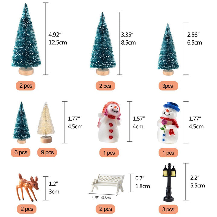 31 Pcs Mini Snow Frosted Bottle Brush Christmas Trees Set