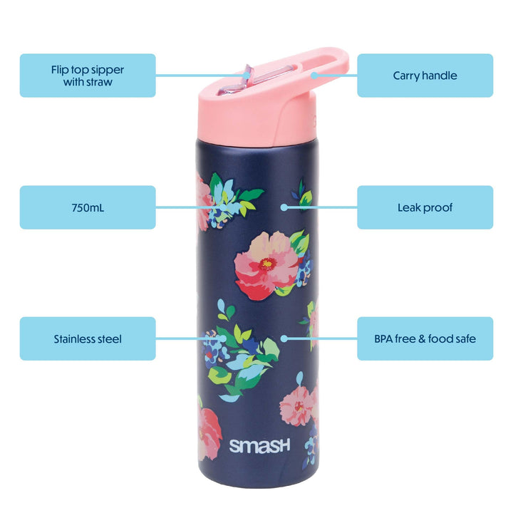750ml Rose Flip Top Stainless Steel Bottle