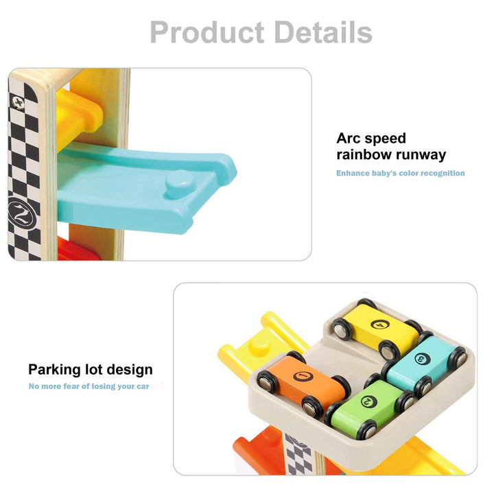 TOP BRIGHT Wooden Car Ramp Toys for 1 2 Year Old Boy Gifts