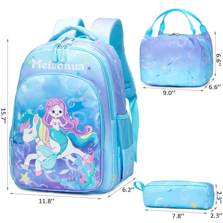 Unicorn School Backpack Set for Girls