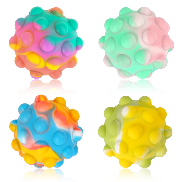 4 Pcs Pop It Ball,Stress Relief Ball Fidget Toy,Pop Fidget Ball,Silicone Colorful Stress Relief Pop Balls