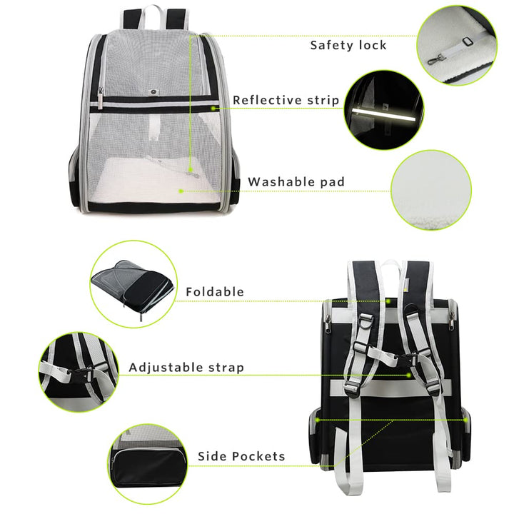 Texsens Innovative Traveler Bubble Backpack Pet Carriers for Cats and Dogs (Grey)