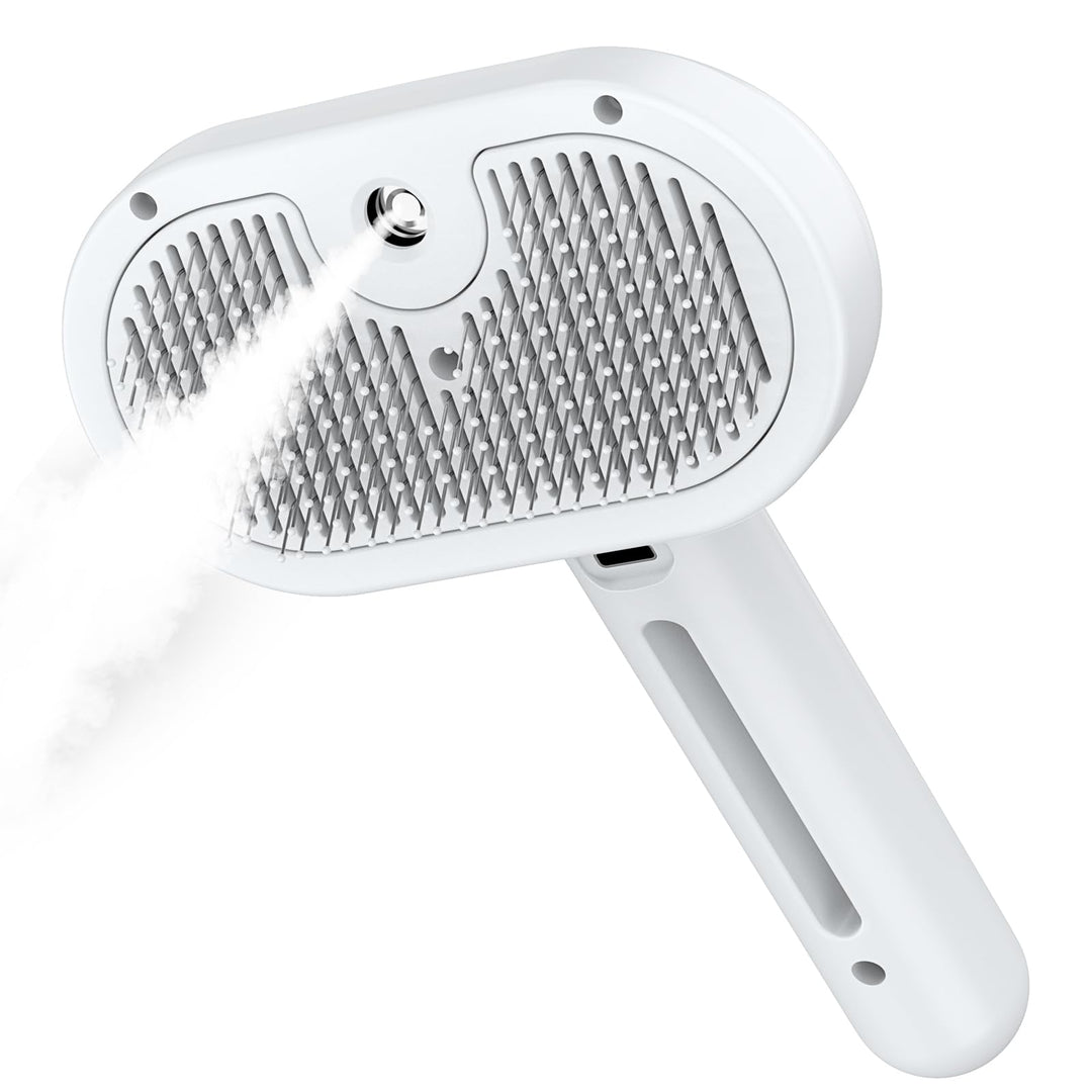 SweetNook Spray Cat Brush, Self Cleaning Dog Grooming Brush, Easy To Clean, Remove Static Flying Hair Steam Grooming Brush for Cats