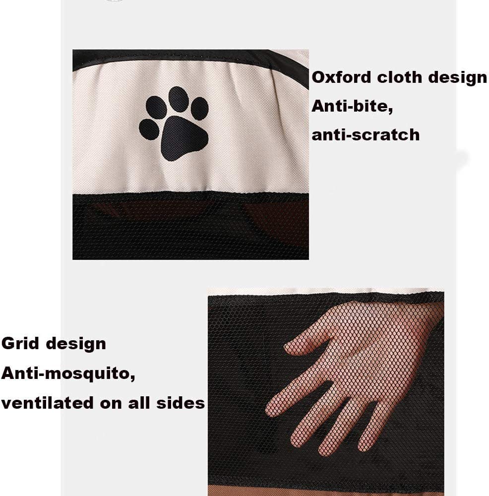 MYKOMI Portable Foldable Pet Playpen + Carrying Bag+Travel Bowl Available Exercise Pet Kennel Indoor/Outdoor Removable Mesh Shade Cover Water Resistant for Dogs/Cats Pink M(35x35x24in)