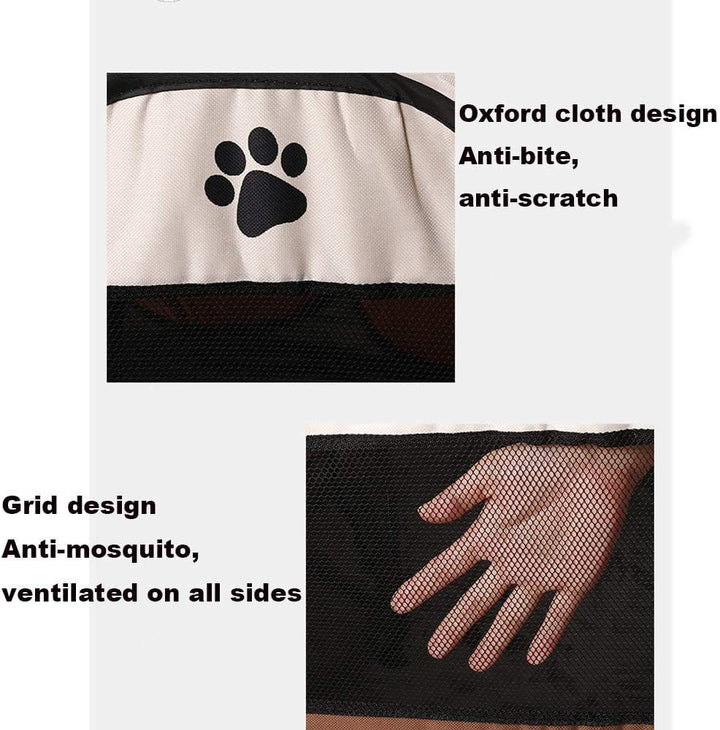 MYKOMI Portable Foldable Pet Playpen + Carrying Bag+Travel Bowl Available Exercise Pet Kennel Indoor/Outdoor Removable Mesh Shade Cover Water Resistant for Dogs/Cats Pink M(35x35x24in)