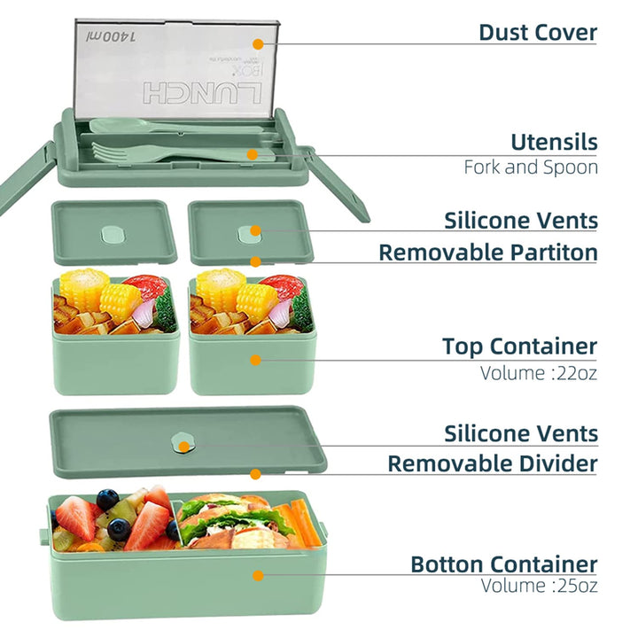 1400ml Stackable 2-Layer Bento Box