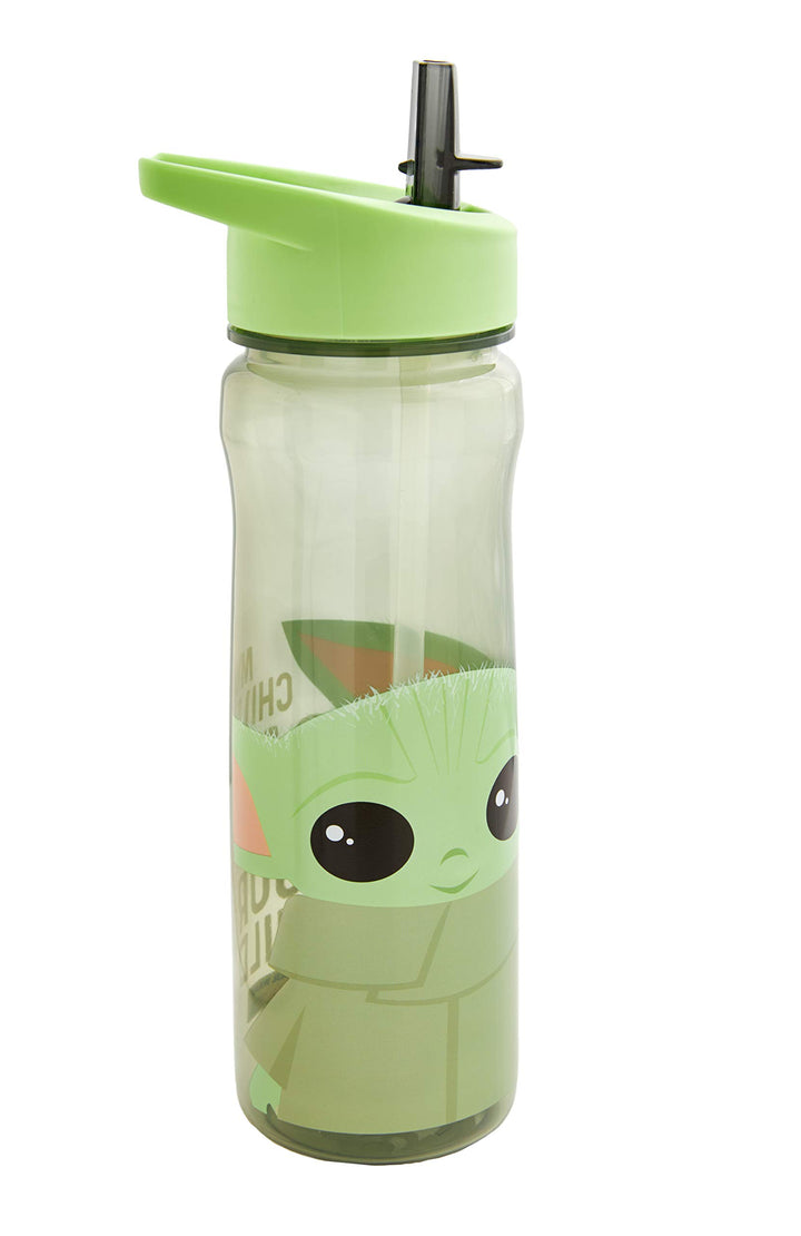 Star Wars Mandalorian 600ml Kids Water Bottles With Straw – Official Grogu Baby Yoda Merchandise by Polar Gear – Reusable, BPA Free & Recyclable PP Kids Water Bottle
