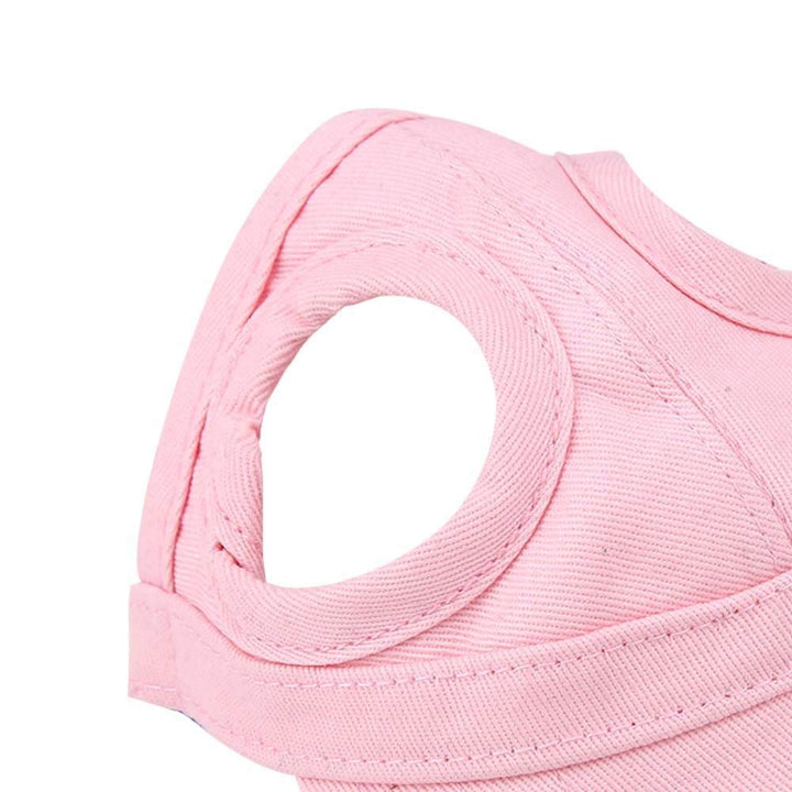 Dog Baseball Cap Cat Baseball Cap Pet Outdoor Cap Sunbonnet Fashionable Sun Cap Adjustable Stripe Summer Travel Hat with Ear Holes (M-Pink)
