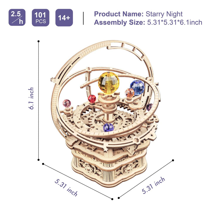 ROKR Music Box Model kits For Adults to Build,3D Wooden Puzzle Starry Night