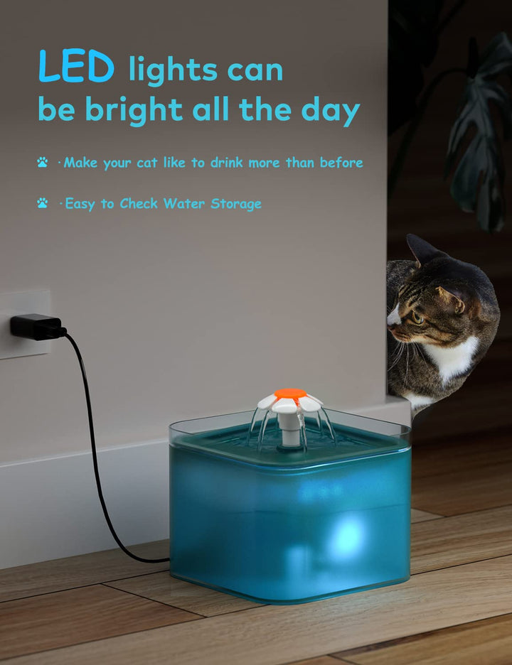 Cat Water Fountain for Drinking: 2L Cat Water Fountain - Cat Fountain - Dog Water Fountain - Pet Water Fountain - Cat Drinking Fountain