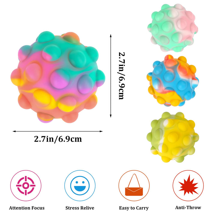 4 Pcs Pop It Ball,Stress Relief Ball Fidget Toy,Pop Fidget Ball,Silicone Colorful Stress Relief Pop Balls