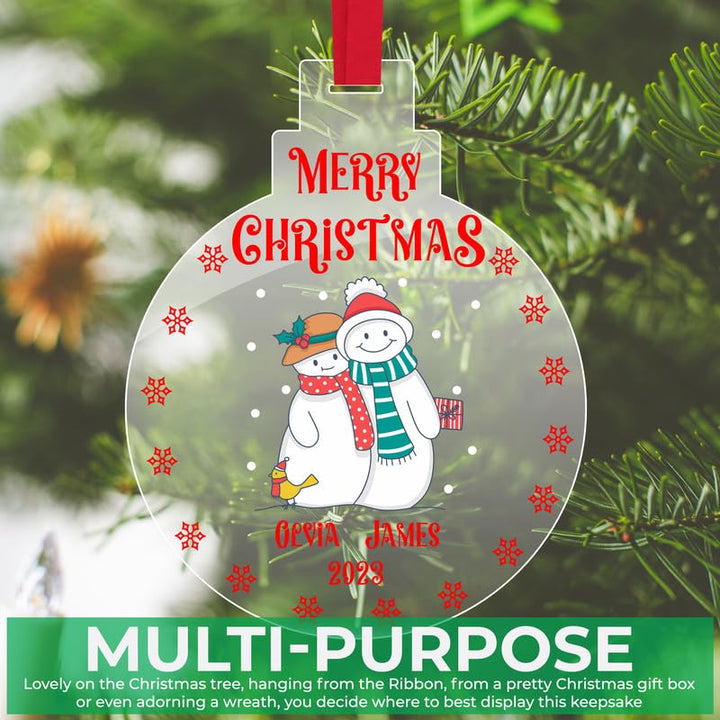 Personalised Snow Couple Christmas Bauble