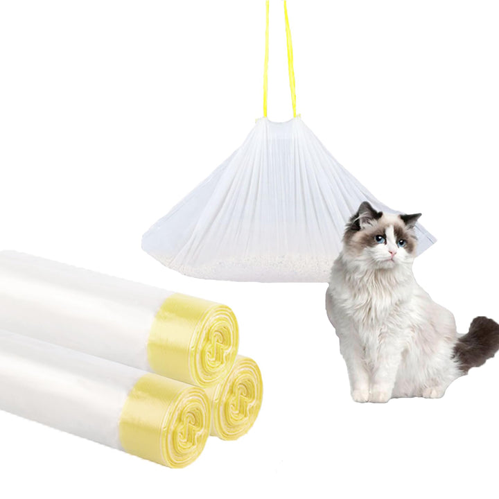 30Pcs Cat Litter Tray Liners - Cat Litter liners with Drawstring Scratch Resistant and Leak Proof Cat Litter Bags Heavy Duty Cat Litter Liners Bags for Medium Pet Cat Litter Box Liners(45X79CM)