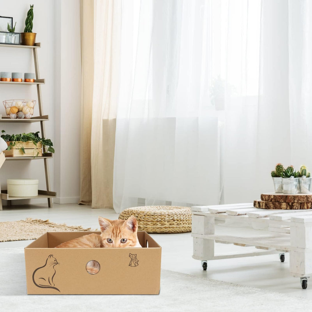 MUAEEOK Cardboard Cat Scratcher with Box, 5 PCS Reversible Cat Scratch Pad Replace for Cat Scratcher