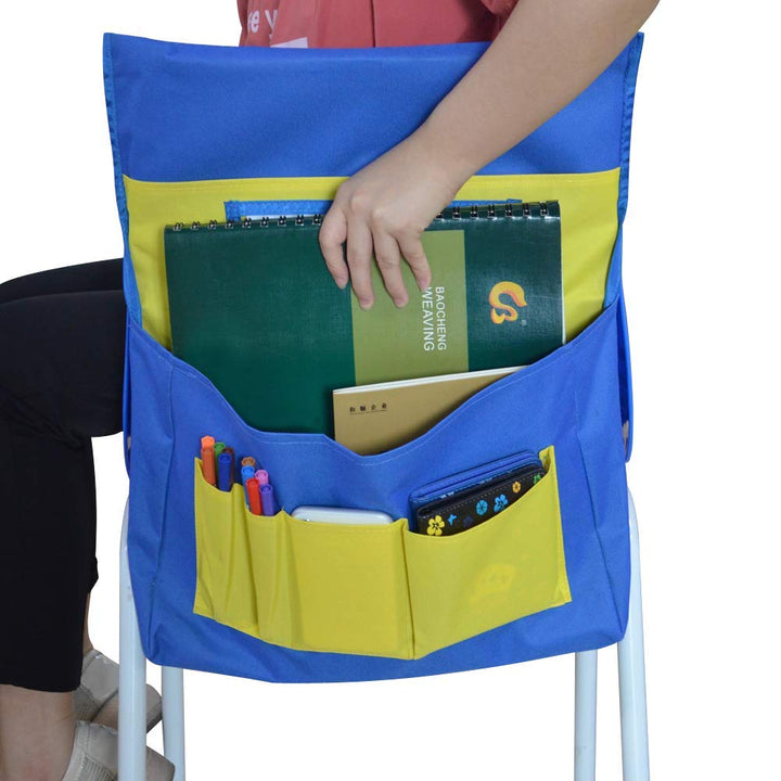 Chairback Buddy Pocket Organizer - 6 Pockets (Yellow/Blue)