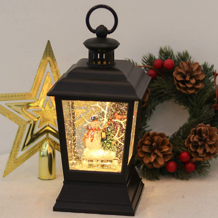 Lighted Snowman Christmas Lantern with Timer