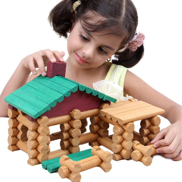 OUJILA 90 PCS Wood Logs Set for Ages 3+,Creative Construction Engineering Preschool Toys for Kids