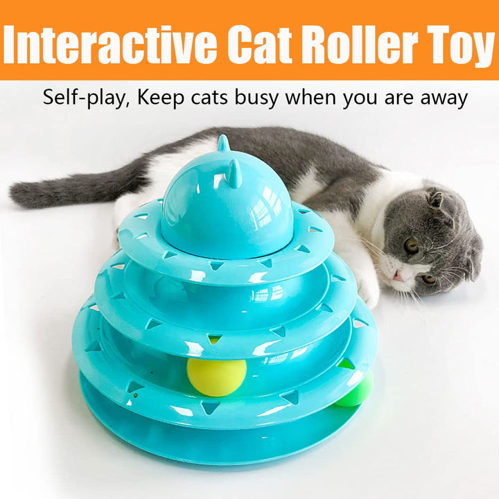 Speedy Panther 14 Pack Cat Toys Interactive for Indoor Cats Kitten Toy Fun Roller Exerciser 3 Level Cat Teaser Ball Toys Cat Feather Wand Toy