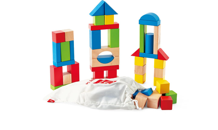 Maple Wooden Blocks Set by Hape – 50 Colorful Pieces for Toddlers
