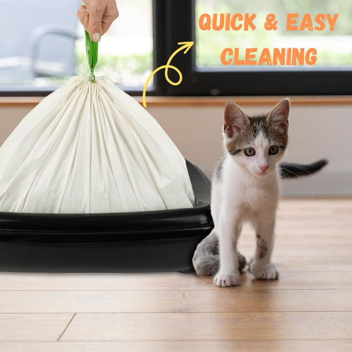 Enviropaws 30 XL Cat Litter Tray Liners | Biodegradable & Compostable | With Drawstrings | Extra Large | Scratch Resistant & Leak Proof | Cat Litter Bags for Large Litter Boxes | 90x43cm | 2 Mil Thick