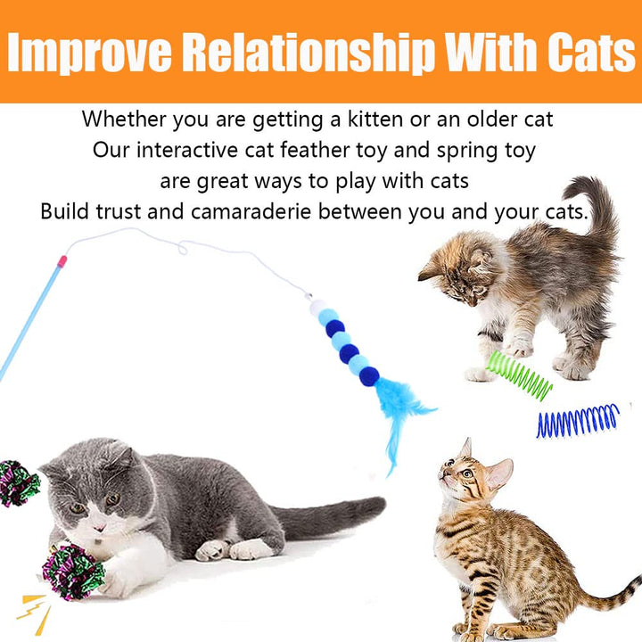 12 Pcs Cat Toys for Indoor Cats Kitten Plush Catnip Toy Cat Teeth Cleaning Toys Interactive Cat Feather Teaser Wand Spring Toy
