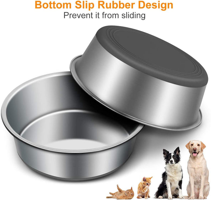 Dog Bowl 2500 ml Stainless Steel Pet Feeding Bowl Water Bowl with Non-Slip Full Silicone Base for X-Large Dog Cat