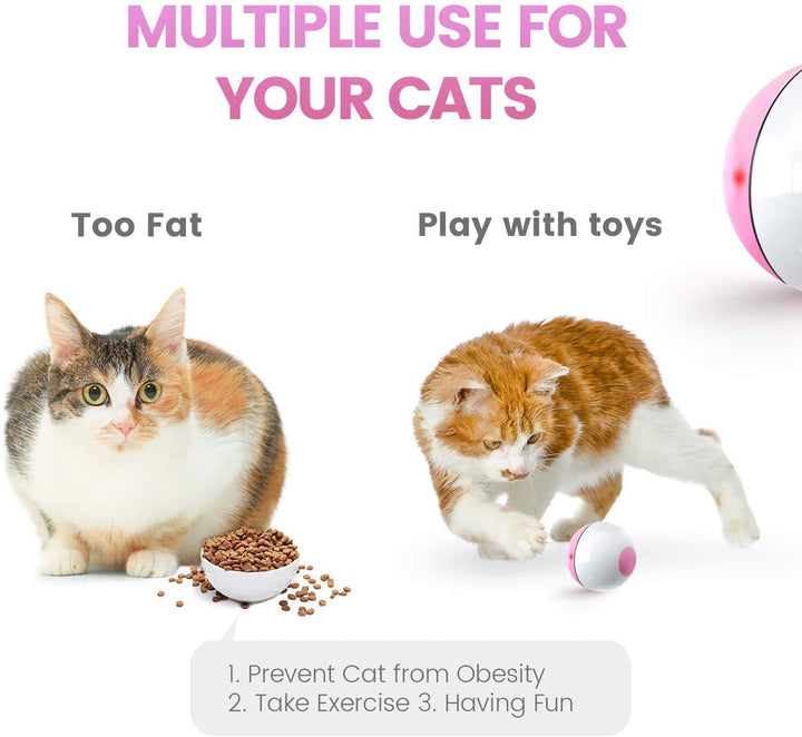 OKHEIRA Interactive Cat Toys Ball (4th Gen) Wicked Ball for Indoor Cats Adult, Auto 360° Self-Rotating & USB Rechargeable with LED Red