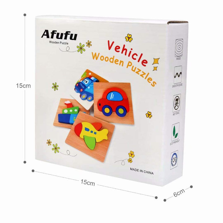 Afufu Wooden Toys - 4 Pack Jigsaw Puzzles for Toddlers 1 2 3 Years Old, Boys & Girls