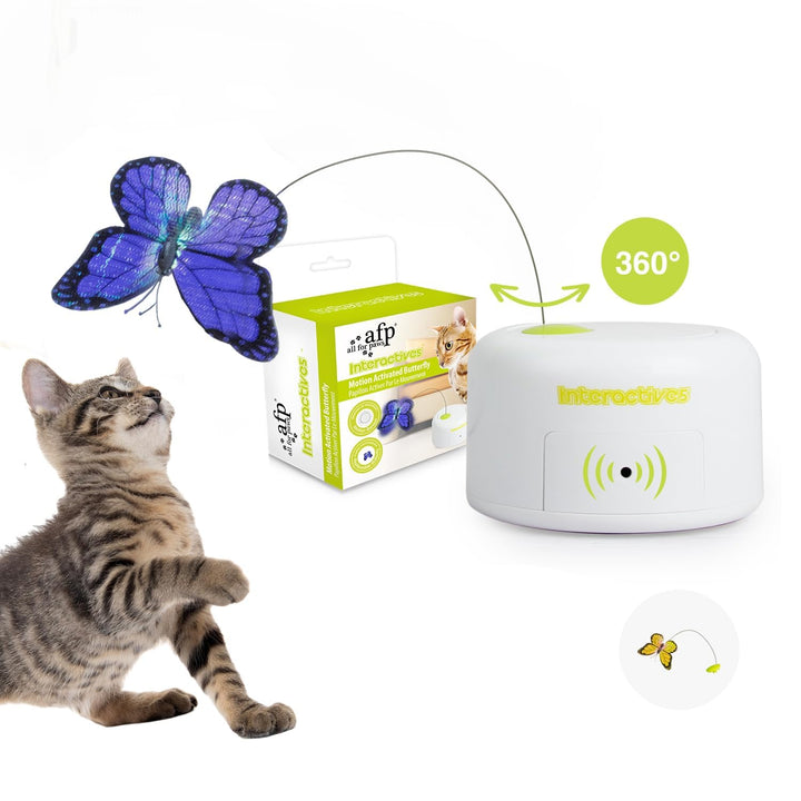ALL FOR PAWS Interactive Motion Activated Cat Butterfly Toy, Flutter Bug Cat Toy, Indoor Interactive Play Teaser Cat Toy