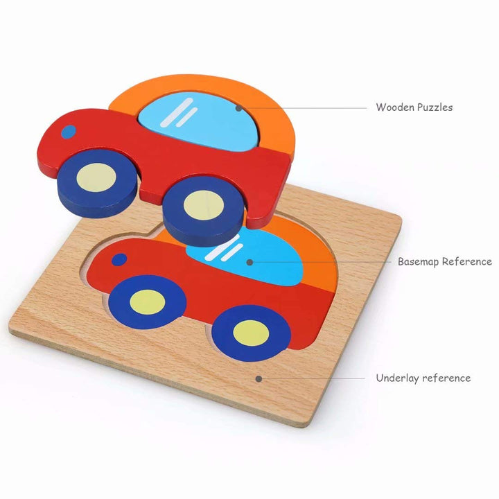 Afufu Wooden Toys - 4 Pack Jigsaw Puzzles for Toddlers 1 2 3 Years Old, Boys & Girls