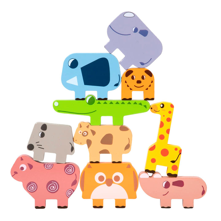Montessori Toys for 2 3 4 Year Old, 10pcs Wooden Animal Blocks