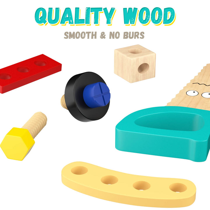 hifunti Kids Tool Set Wooden Toys for 2 3 4 5 Year Olds Girls Boys Role Play Montessori Educational Construction Toys Toddler Toys Birthday for Girls Boys Kids 3 4 5 Year Olds
