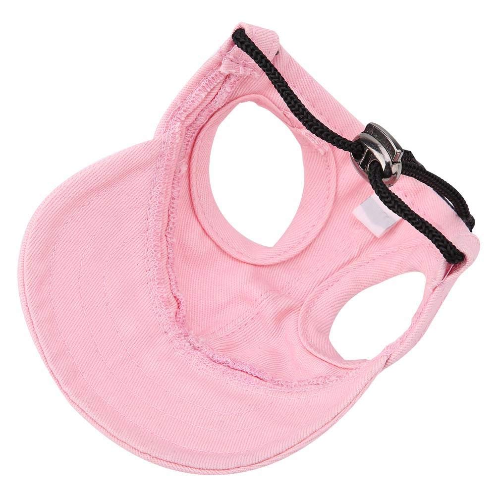 Dog Baseball Cap Cat Baseball Cap Pet Outdoor Cap Sunbonnet Fashionable Sun Cap Adjustable Stripe Summer Travel Hat with Ear Holes (M-Pink)