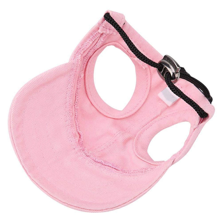Dog Baseball Cap Cat Baseball Cap Pet Outdoor Cap Sunbonnet Fashionable Sun Cap Adjustable Stripe Summer Travel Hat with Ear Holes (M-Pink)