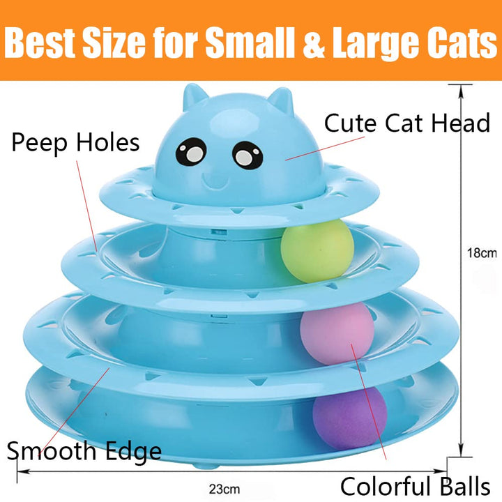 Speedy Panther 14 Pack Cat Toys Interactive for Indoor Cats Kitten Toy Fun Roller Exerciser 3 Level Cat Teaser Ball Toys Cat Feather Wand Toy