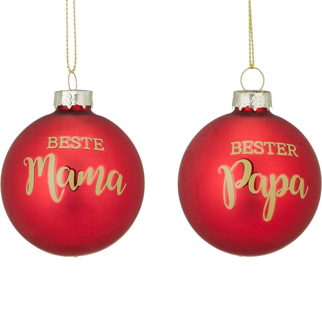 Set of 2 Best Mum & Dad Christmas Baubles