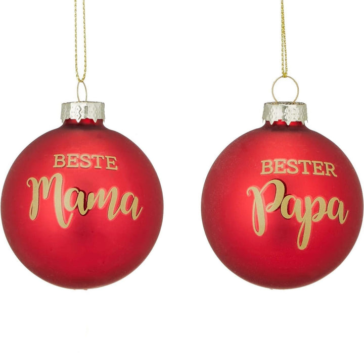 Set of 2 Best Mum & Dad Christmas Baubles
