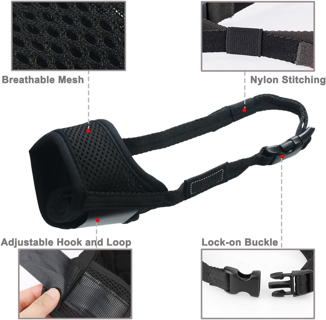 LUCKYPAW Dog Muzzle Anti Biting Barking and Chewing with Comfortable Mesh Soft Fabric and Adjustable Strap