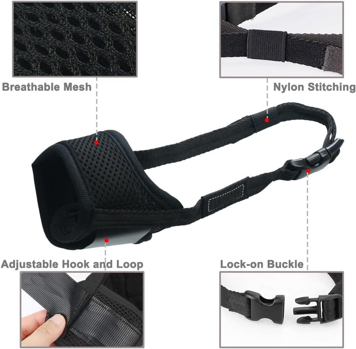 LUCKYPAW Dog Muzzle Anti Biting Barking and Chewing with Comfortable Mesh Soft Fabric and Adjustable Strap
