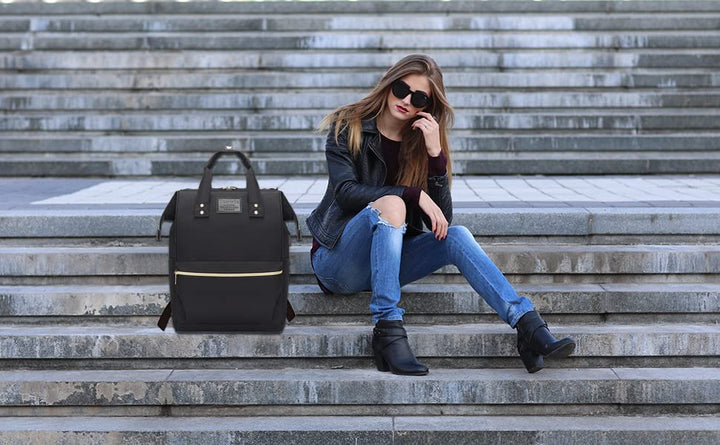 Lightweight Black Mini Backpack for School
