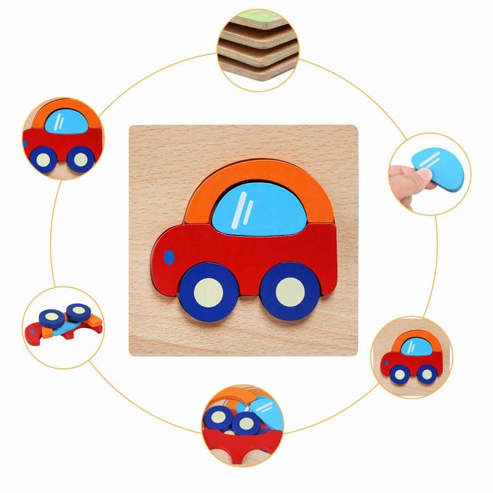 Afufu Wooden Toys - 4 Pack Jigsaw Puzzles for Toddlers 1 2 3 Years Old, Boys & Girls
