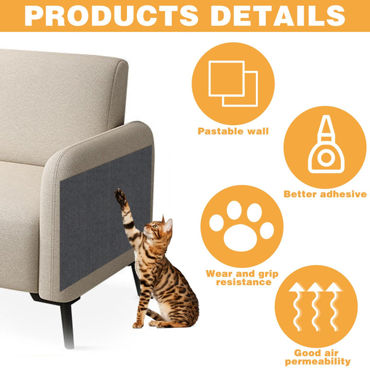 3Pcs Cat Scratcher, Cat Toys Multifunctional and Trimmable Cat Scratchers for Indoor Cats Pastable Wall Scratching Post, Cat Scratching Board Protect Sofa Cat Scratch Furniture Protector(Dark Gray)