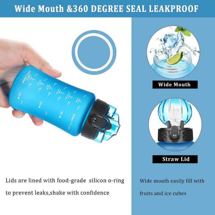 GOPPUS 350ml/12oz Kids Water Bottles With Straw Toddler Drinks Bottle for School Leakproof Children's Bottle with Time Marking Small Bottle BPA free Tritan Sport Bottle Juice Bottles for Girls Boys