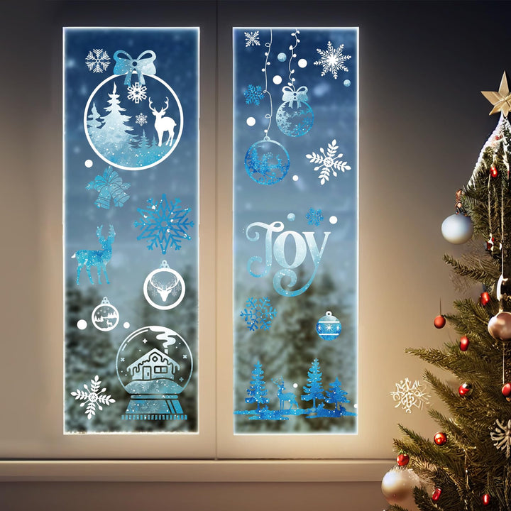 172 Pcs Christmas Snowflake Window Clings