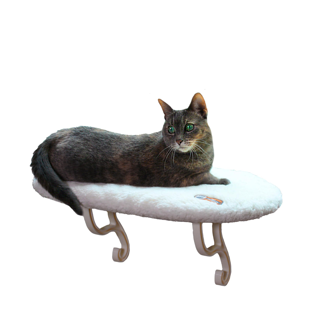 K&H PET PRODUCTS Kitty Sill Cat Window Hammock Perch Bed, Soft Fleece Cover, Easy Fit, Machine Washable Cover, 35.5cm x 60.96cm, Cream