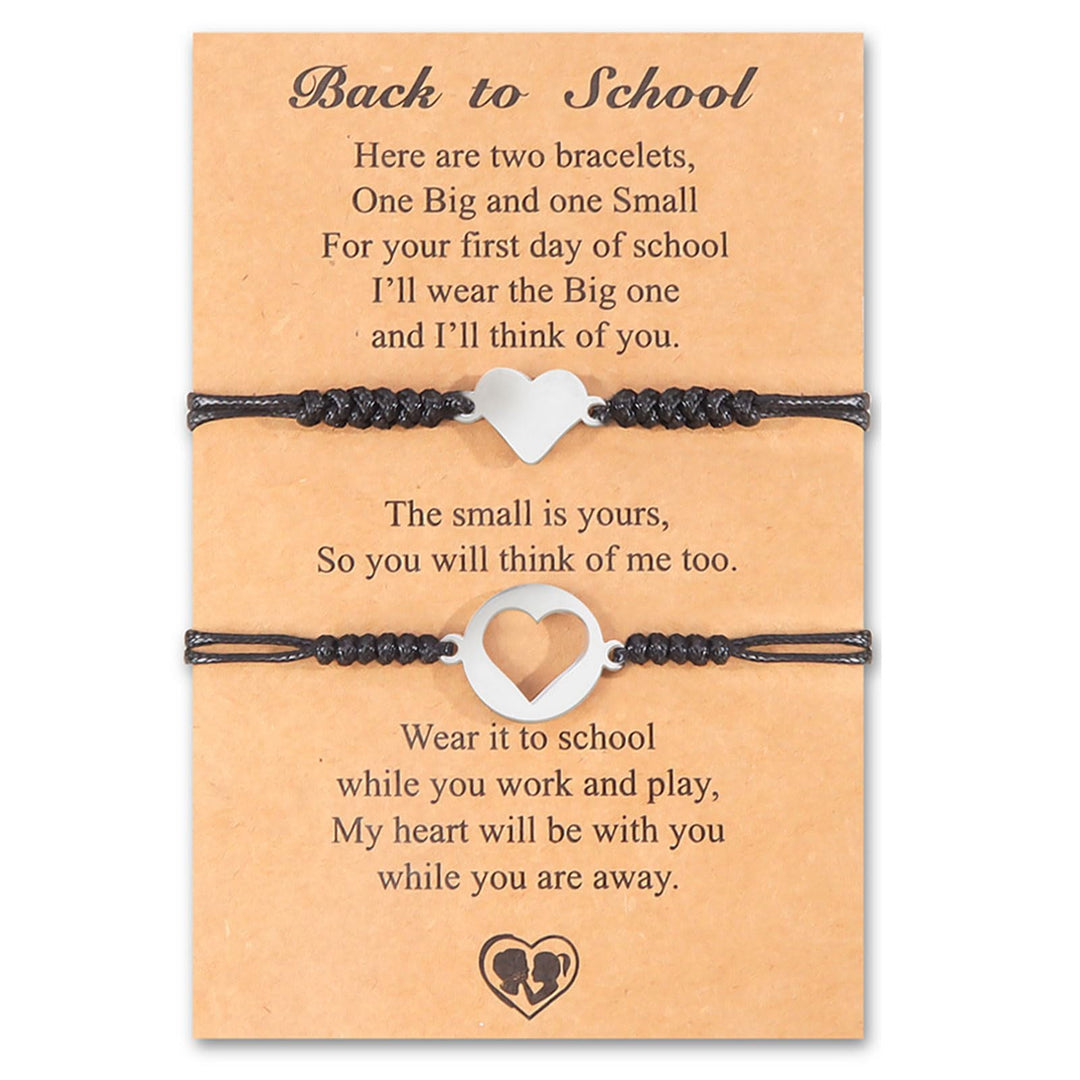 Mommy and Me First Day of School Heart Bracelets