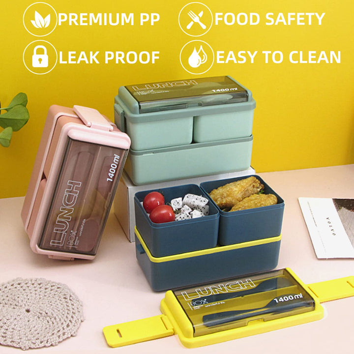 1400ml Stackable 2-Layer Bento Box