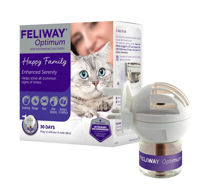 FELIWAY Optimum diffuser & 30 day refill, the best solution to ease cat anxiety, cat conflict and stress in the home