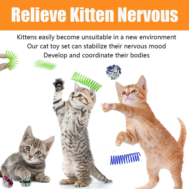 12 Pcs Cat Toys for Indoor Cats Kitten Plush Catnip Toy Cat Teeth Cleaning Toys Interactive Cat Feather Teaser Wand Spring Toy