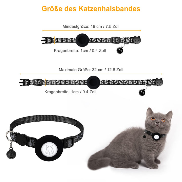 Airtag Cat Collar, Soarfly Reflective Cat Collar with Safety Closure, Bell, Cat Collar with AirTag Holder, Name Address